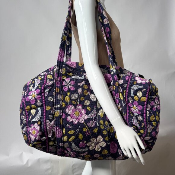 Vera Bradley Large Floral Quilted Shoulder Bag With Zipper & Double Straps - Picture 2 of 16